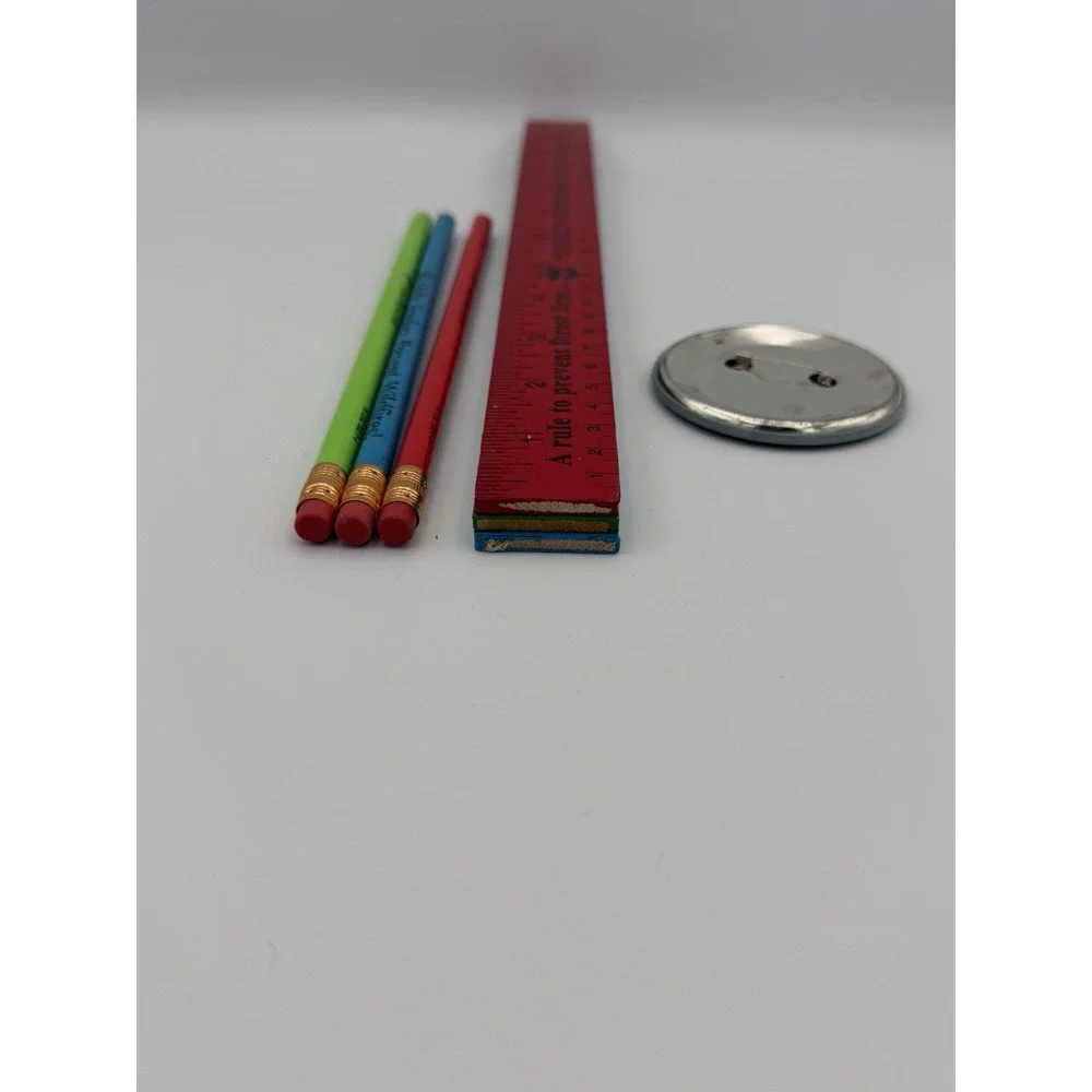 Vtg Smokey Bear Lot Rulers Pencils Button Wildfire Prevention School Supplies